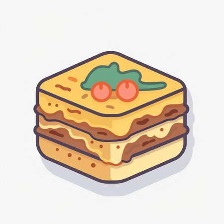 Piece of lasagna icon in flat style. Vector illustration.の素材
