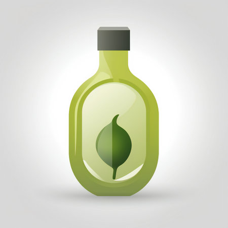 bottle with a leaf on a white background. vector illustration.の素材