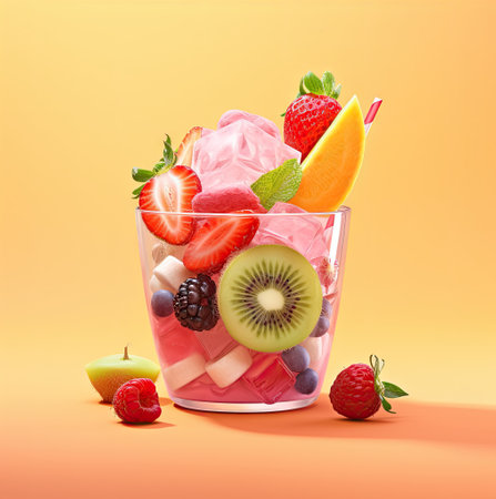 Seasonal Fruit, Fruit salad on a Big Cup.の素材