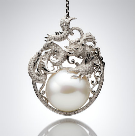 Silver fashion pendant isolated on white backgroundの素材