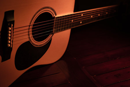 Close up of Acoustic guitar.Music background