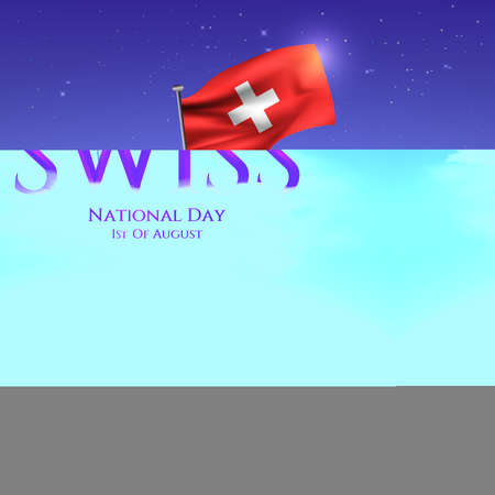 Swiss National Day celebration vector illustration with switzerland flag and patriotic elements. Creative concept for posters, greetings, banners, backgrounds and print.のイラスト素材