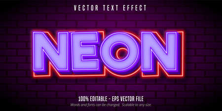 Neon text, purple neon style editable text effectのイラスト素材