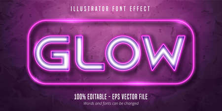 Neon lights signage style editable font effectのイラスト素材