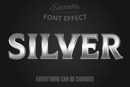 Metallic silver text effect, shiny silver alphabet styleのイラスト素材