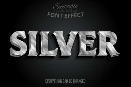 Metallic silver text effect, shiny silver alphabet styleのイラスト素材