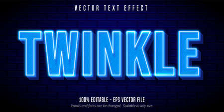 Twinkle text, 3d neon light signage style editable text effectのイラスト素材