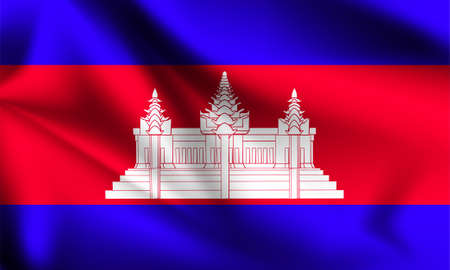 Cambodia flag blowing in the wind. part of a series. Cambodia waving flag.のイラスト素材