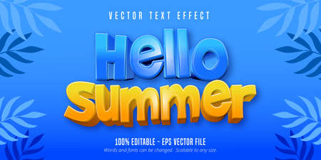 Hello summer text, cartoon style editable text effectのイラスト素材