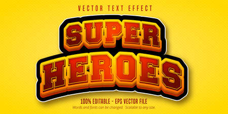 Super heroes text, cartoon style editable text effectのイラスト素材