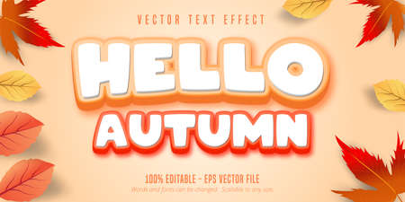 Hello autumn text, autumn style editable text effectのイラスト素材