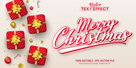 Merry christmas text, calligraphy style editable text effectのイラスト素材