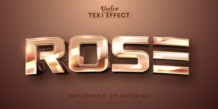 Rose text, shiny rose gold color style editable text effectのイラスト素材