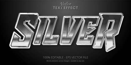 Silver text, shiny silver color style editable text effectのイラスト素材
