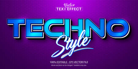 Techno style text, cartoon style editable text effectのイラスト素材