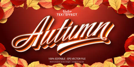 Autumn text, autumn style editable text effect on autumn leaves and textured backgroundのイラスト素材