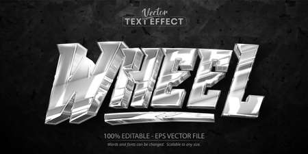 Wheel editable text effect, shiny silver color and metallic font styleのイラスト素材
