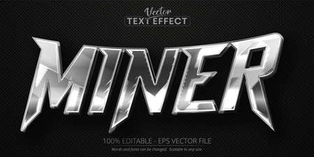 Miner text, silver color editable text effect on dark dots textured backgroundのイラスト素材