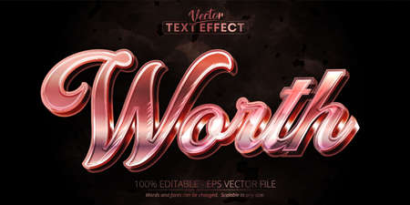 Worth text, shiny rose gold color editable text effect on dark textured backgroundのイラスト素材