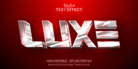 Silver editable text effect, shiny luxury silver color and metallic font styleのイラスト素材