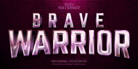 Warrior text effect, military style metallic color editable text style on brick wall textured backgroundのイラスト素材