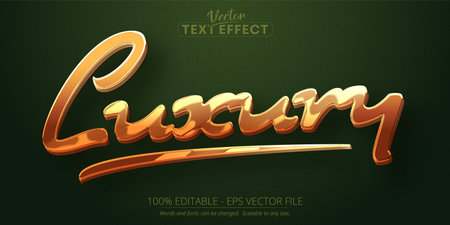 Gold text effect, editable shiny gold lux text style, luxury text on dark green backgroundのイラスト素材