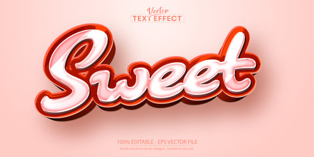 Cartoon text effect, editable red sweet text and comic text styleのイラスト素材