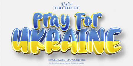 Ukraine text effect, editable pray for ukraine text and ukraine flag color text styleのイラスト素材