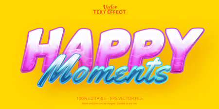 Cartoon text effect, editable happy moments text and comic text styleのイラスト素材