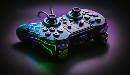 Cyberpunk gaming controller joystick, gamepad illustrationの素材