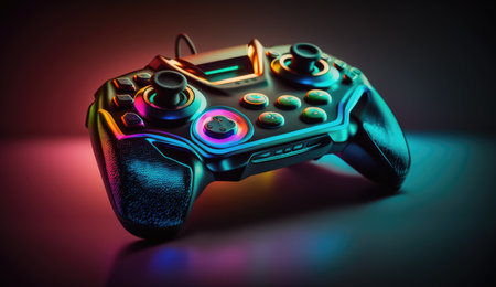 Cyberpunk gaming controller joystick, gamepad illustrationの素材
