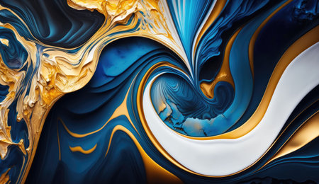 Gold and navy blue marble abstract background, watercolor paint texture imageの素材