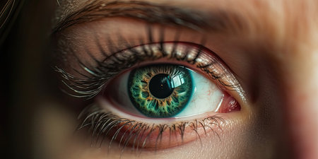 Photo of macro shot detail beautiful female green eye imageの素材