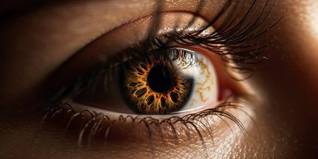 Photo of macro shot detail beautiful female brown eye imageの素材
