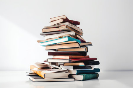 Stacks of book isolated on white background. Generative AIの素材