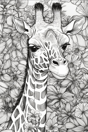 Line art design of abstract giraffe for kids coloring book page.の素材