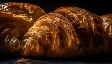 Close-up photo of croissant with Generative AIの素材