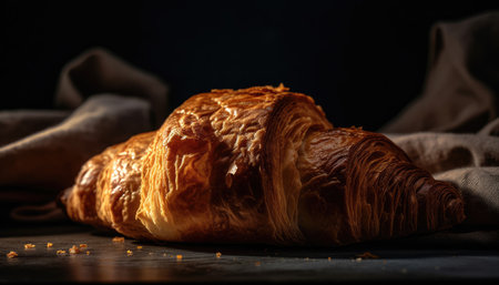 Close-up photo of croissant with Generative AIの素材