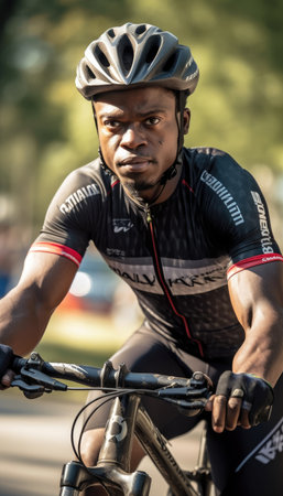 A photo of the athlete riding a bike with Generative AIの素材