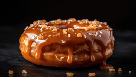A photo of the salted caramel coated version of the donut with Generative AIの素材