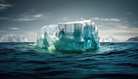 Iceberg in the ocean with a view under water. Global warming concept. with Generative AIの素材