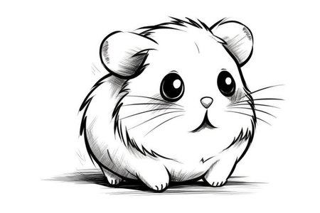 Coloring page outline of cartoon cute little hamster. illustration coloring book for kids. with Generative AIの素材