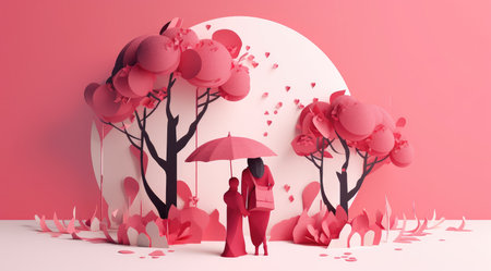 Mother's day greeting card clipart personalized mother card template, in the style of 3D polygonal paper art. Generative AIの素材