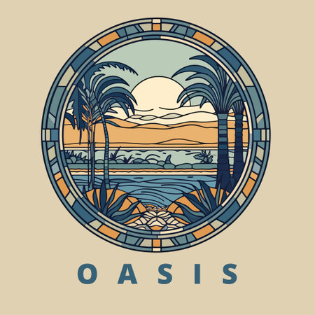 A logo of a oasis of the seas, designed in esports illustration style summer mascot logoのイラスト素材
