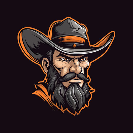 A logo of a western cowboy, designed in esports illustration style mascot logoのイラスト素材