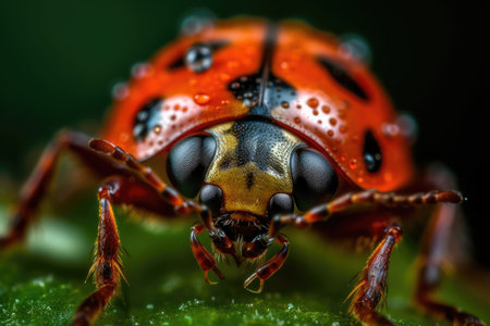 Ladybug, macro photography, close up shallow focus with Generative AIの素材
