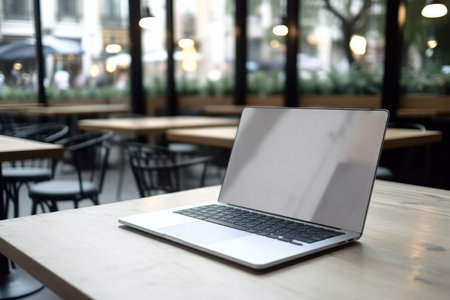 Laptop on the table in a study room with Generative AIの素材