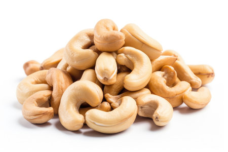 Cashew isolated on white background with Generative AIの素材