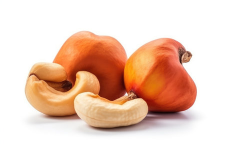 Cashew isolated on white background with Generative AIの素材