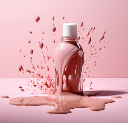 A bottle with a splash of cosmetics with Generative AIの素材